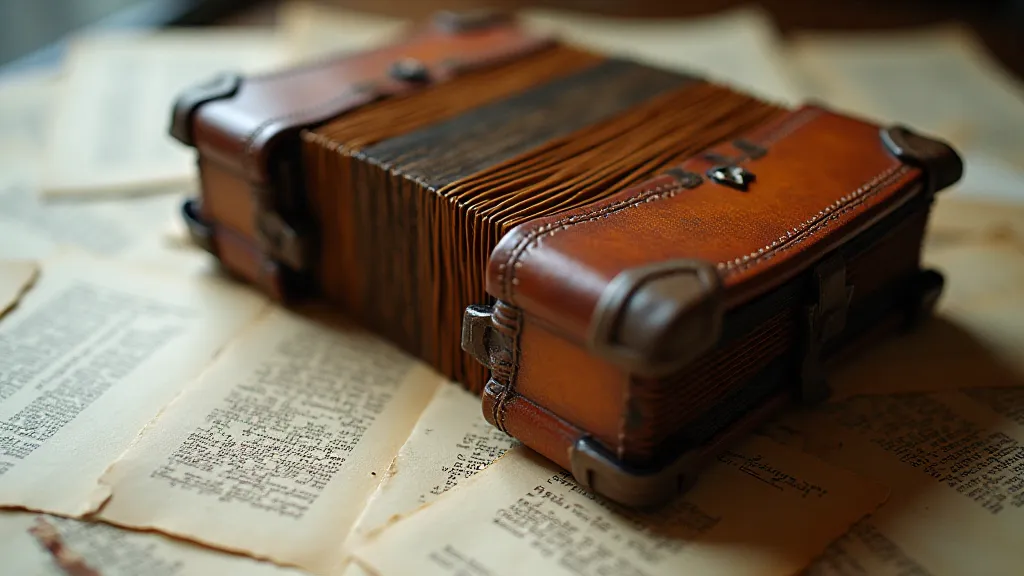 Vintage accordion and antique paper