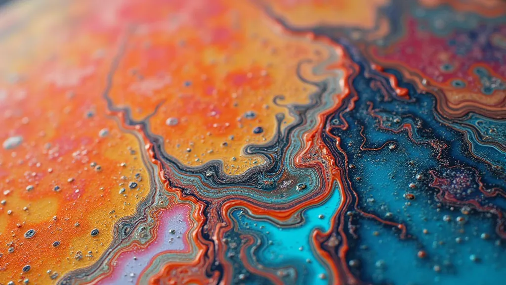 Alcohol and pigments swirling in a marbling tray.