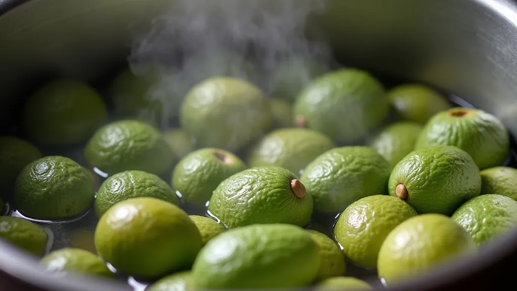 Avocado pits and skins soaking in water for dye extraction