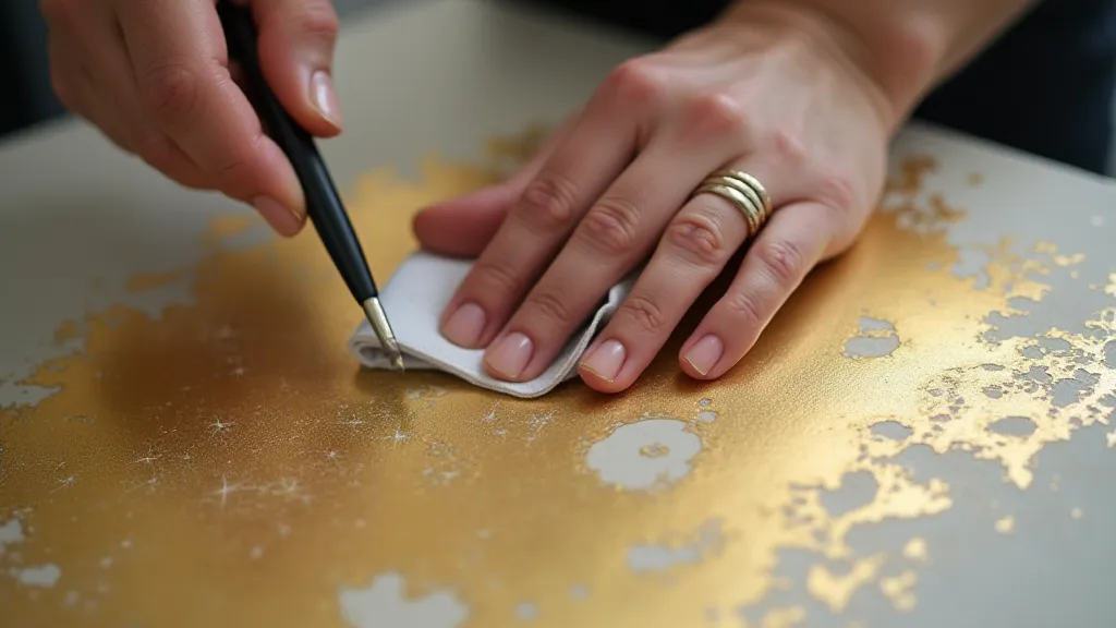 Burnishing gold leaf with a cloth