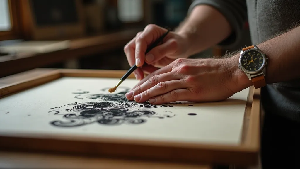Craftsman creating Ebisu paper marbling