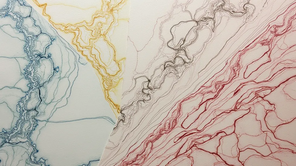 Finished geometric paper marbling