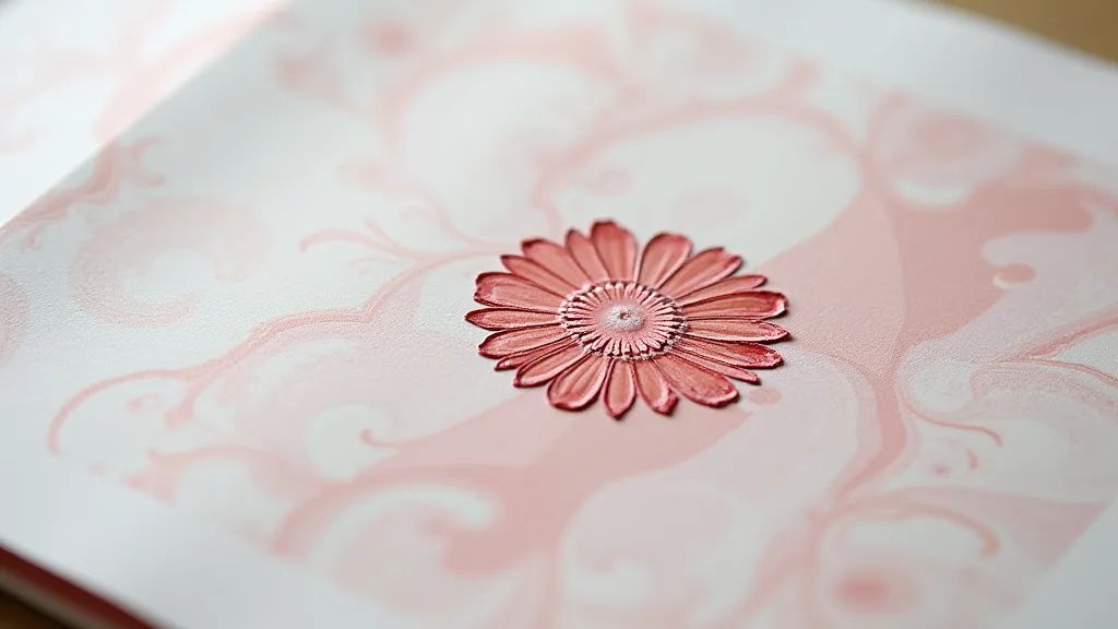 Marbled paper with a floral stamp