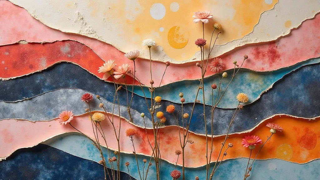 Marbled paper collage