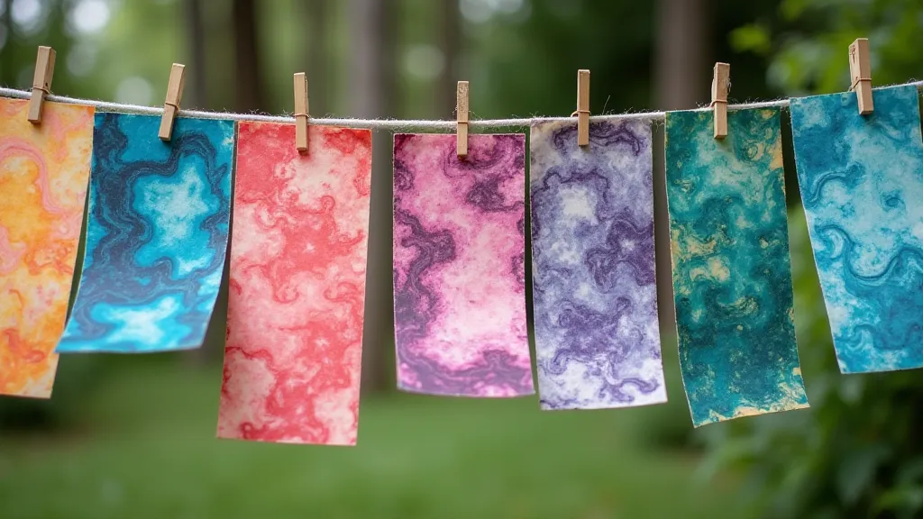 Marbled paper drying