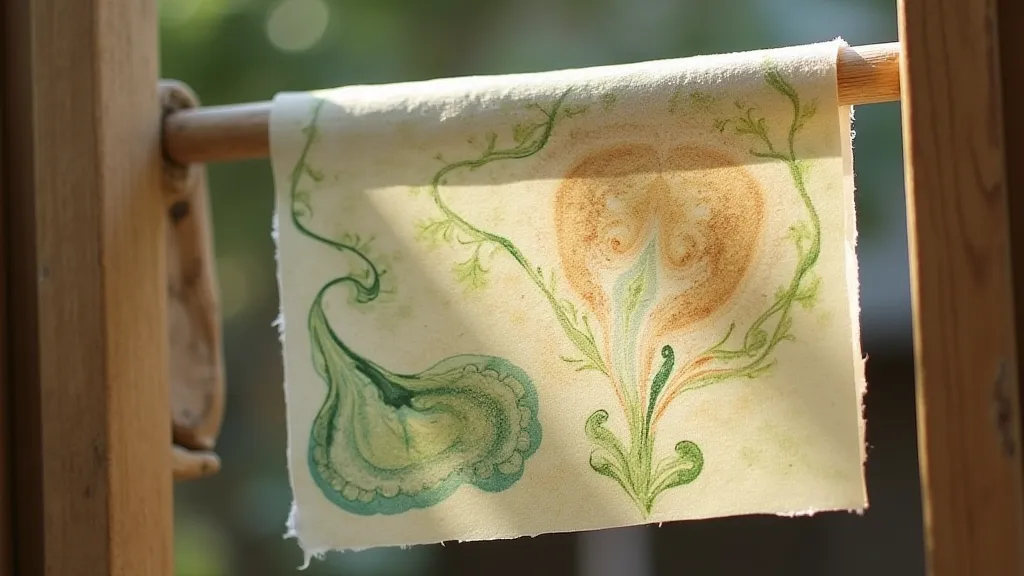 Marbled paper drying after the process.