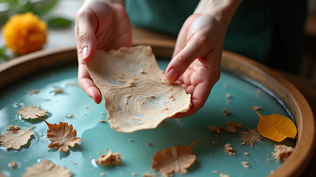 Marbling process with natural elements