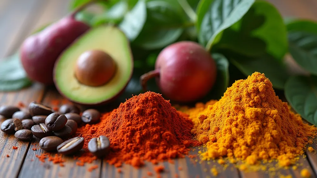 Collection of natural dye materials, demonstrating the variety of ingredients.
