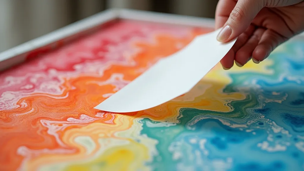 Laying paper onto the marbling size