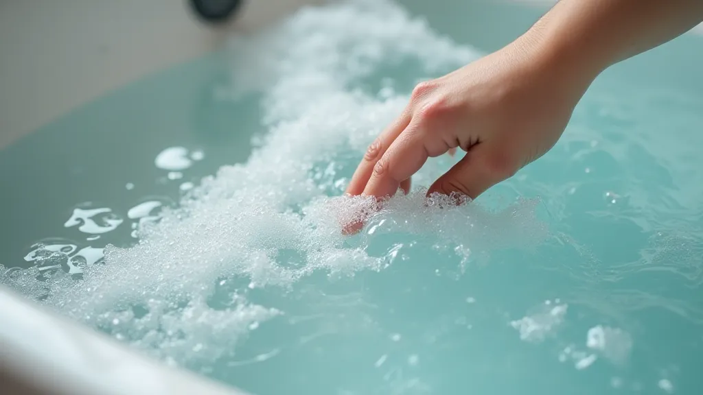 Hand skimming the surface of a marbling bath